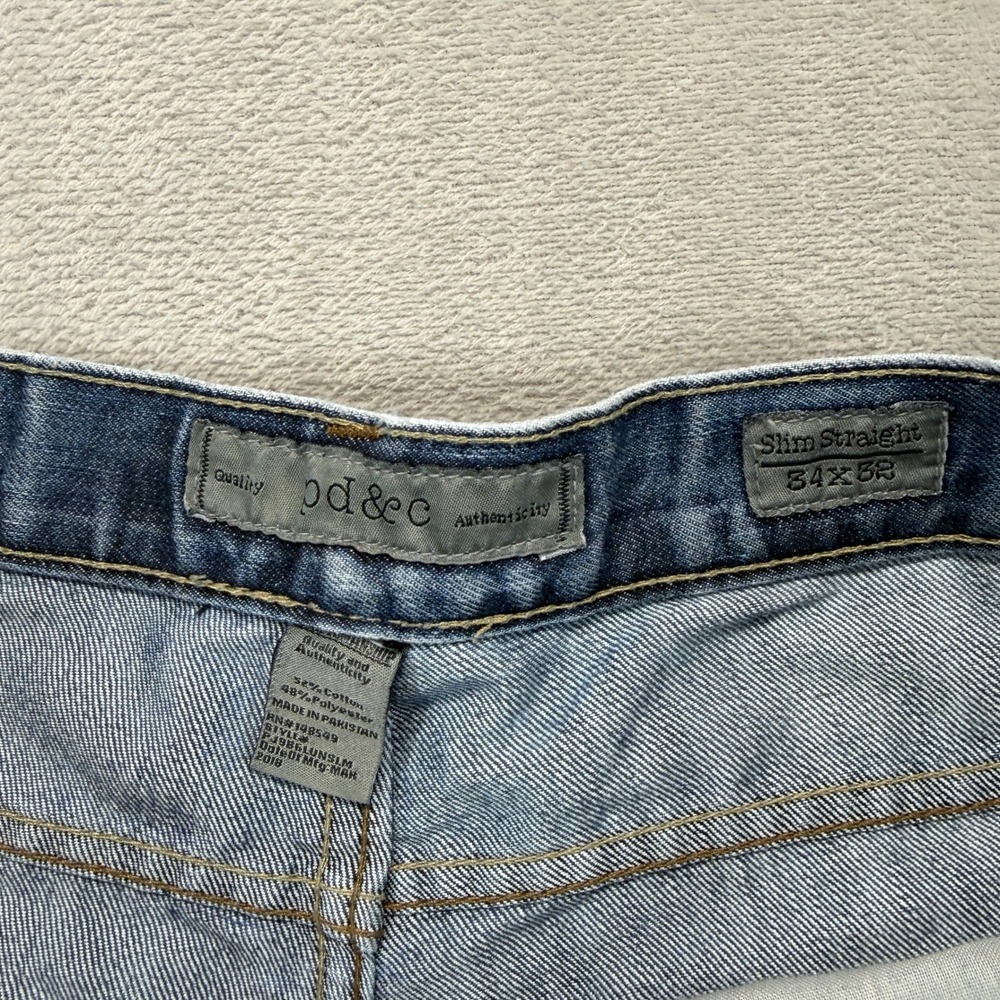 pd&c Jeans Mens 34x32 Blue Slim Straight Acid Wash Denim Stretch Streetwear‎ - Picture 3 of 11